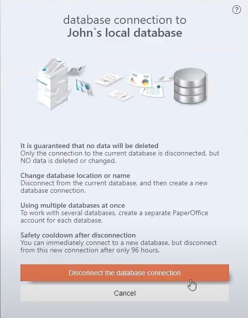 User login options disconnect database connection